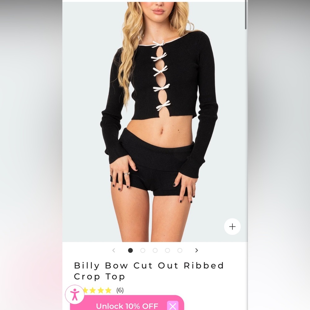 Edikted - Billy Bow Cut Out Ribbed Crop Top - size small worn once